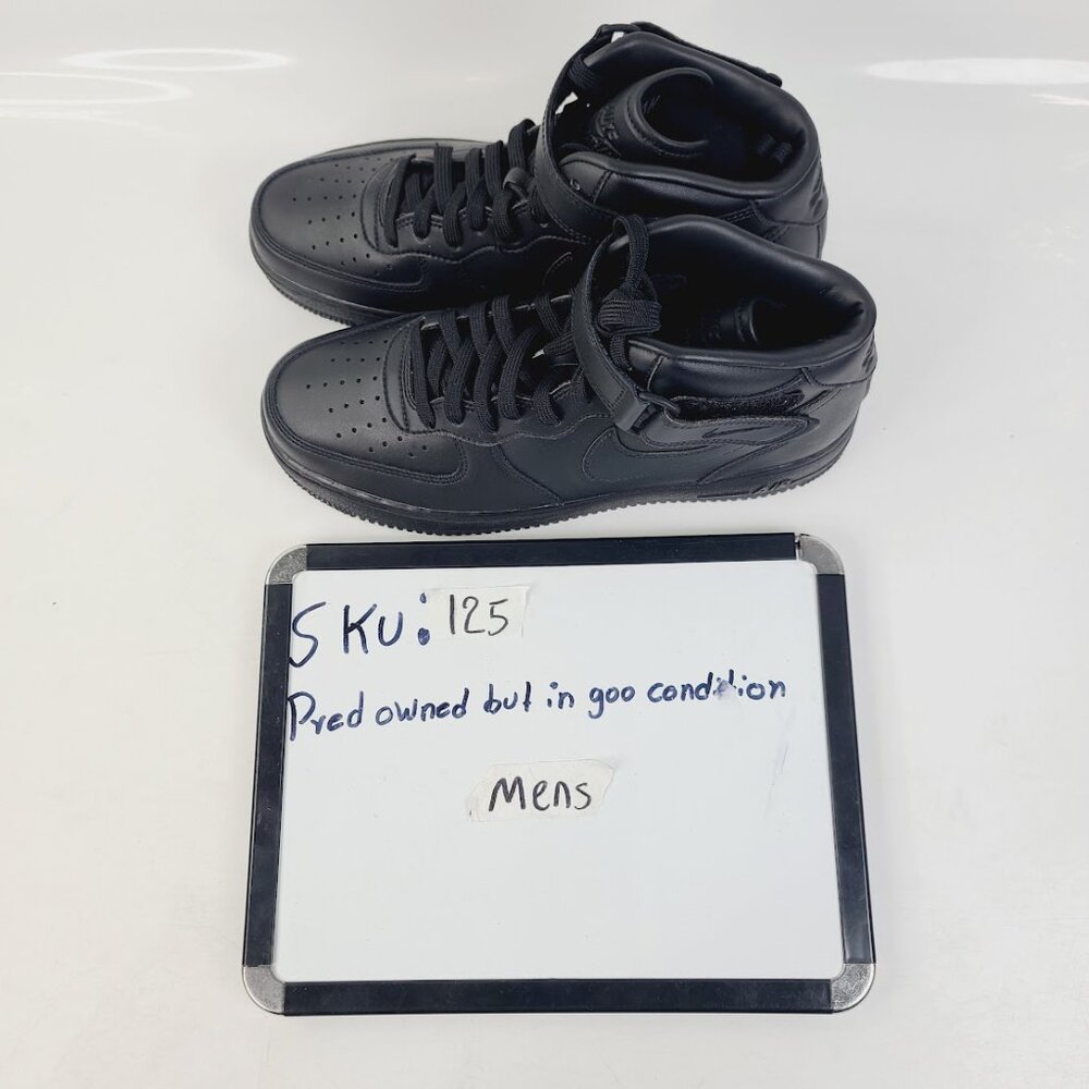 Nike Men's Black Air Force 1 Mid-Top Leather Low Top Athletic Sneaker Size 9 - Picture 7 of 7